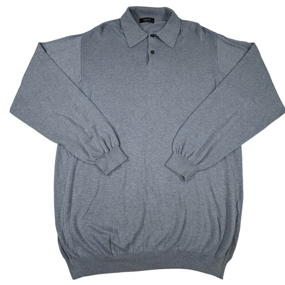 Toscano Long Sleeve Knit Polo Sweater Made in Italy Men's XLT Luxurious Preppy
